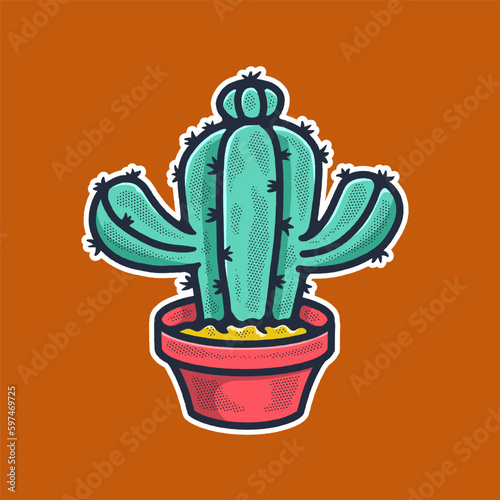 Hand drawn cactus plant vector illustration