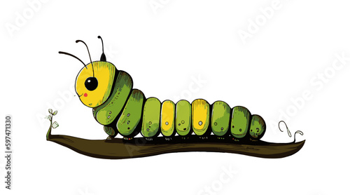 Caterpillar drawn by a child. Vector illustration desing.