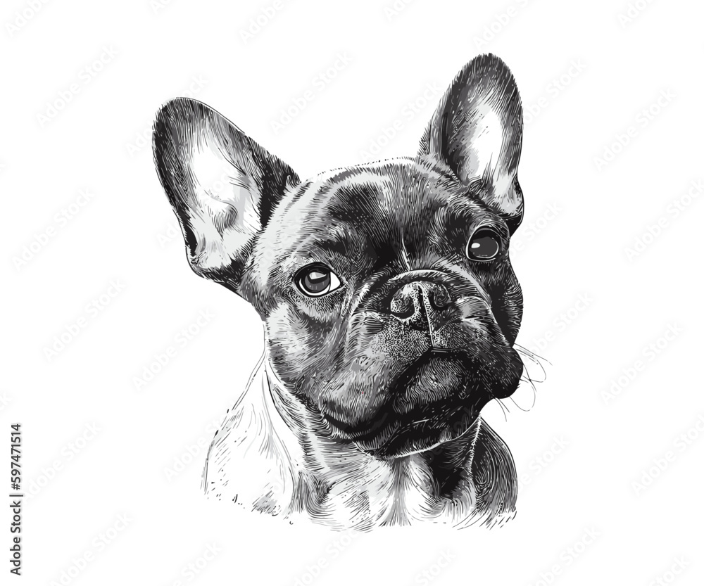 French bulldog face isolated on a white background. Vector illustration desing.