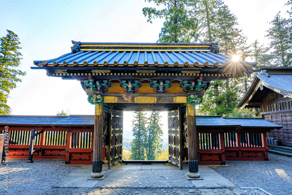 Naklejka premium 春の妙義神社 群馬県富岡市 Myogi Shrine in spring. Gunma Pref, Tomioka city.