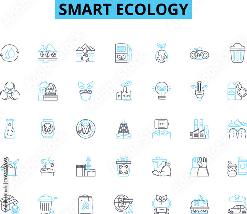 Smart ecology linear icons set. Sustainable  Renewable  Green  Eco-friendly  Biodegradable  Carbon-neutral  Energy-efficient line vector and concept signs. Ethical Organic Biodiverse outline