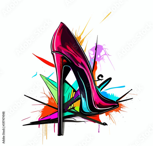 Graffiti stiletto shoe vector art vibrant colors