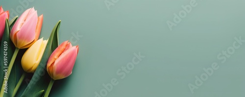 A beautiful buquet of tulips on a plain background