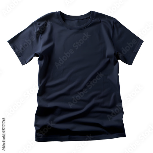 blank navy blue t shirt mockup ,close up navy blue t-shirt on white background ,generative ai