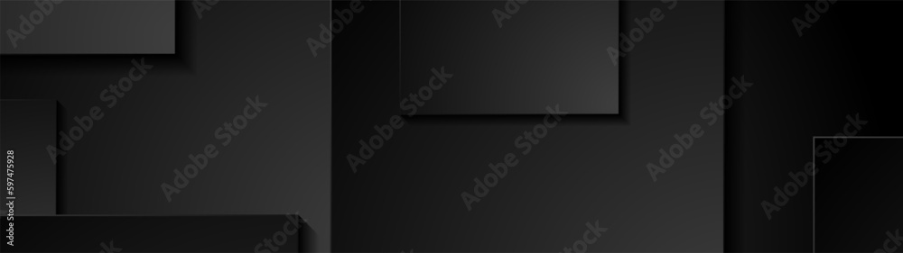 Minimal black squares abstract geometric tech background. Vector design