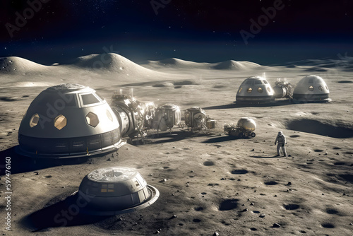 first permanent lunar base established, future concept, generative ai