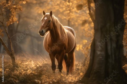 Forest Horse Beauty  Majestic   Wild AI Generated Generative AI