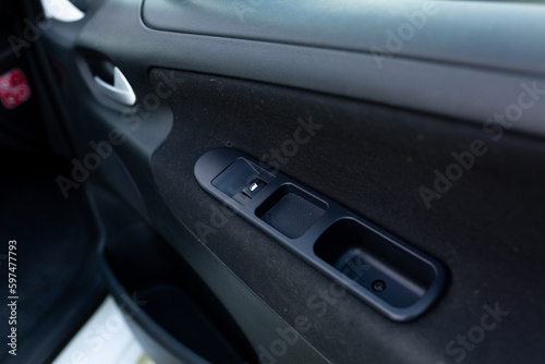 power window and lock control buttons on the car door