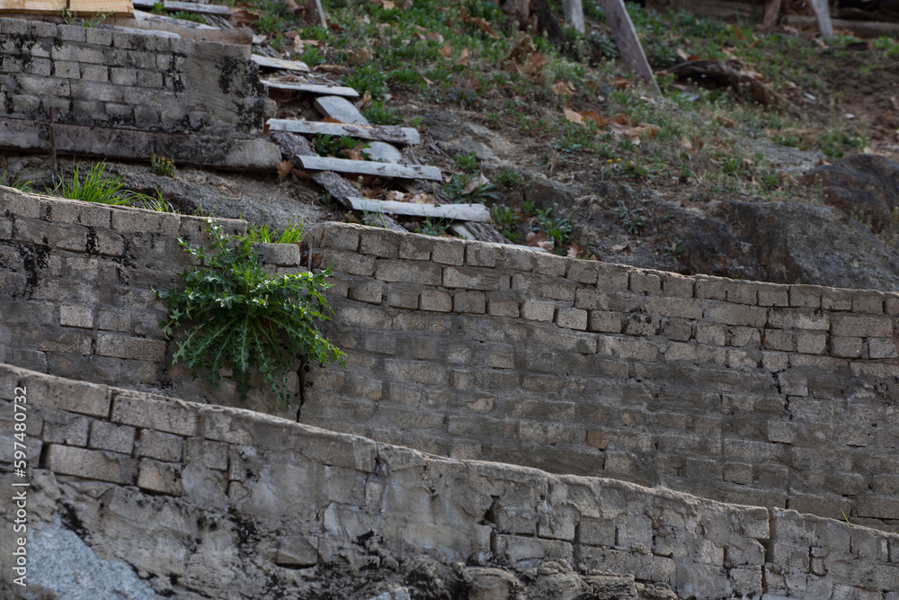 A wall built to prevent landslides