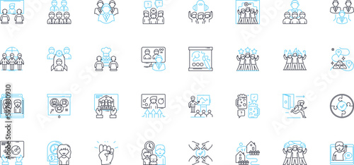 Communication and interaction linear icons set. Dialogue, Connect, Conversate, Converse, Listen, Feedback, Expression line vector and concept signs. Collaborate,Empathize,Interact outline