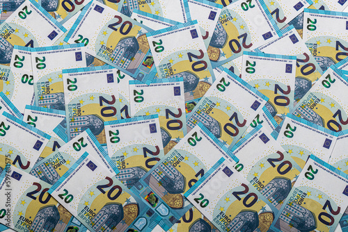 a heap of 20 euro banknotes