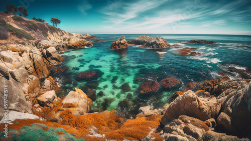 A stunning landscape that captures the beauty of the California coastline, Generative AI