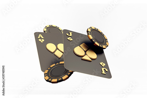 casino cards poker balckjack baccarat 3d render 3d rendering illustration 