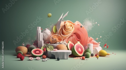 Diet Food: Symbolic metaphor graphics with transparent visual pecking order. Generative Ai