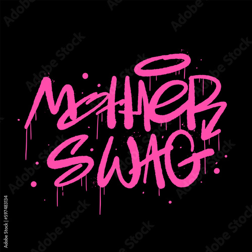 Retro urban street art poster. Graffiti tagging of Mother swag. Cyberpunk artwork design. Style of 80s, 90s, 00s. Trendy greeting card of Mother's day. Vector illustration design for t shirt prints.