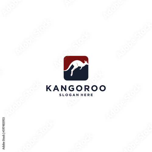 kangoroo jump logo template in white background