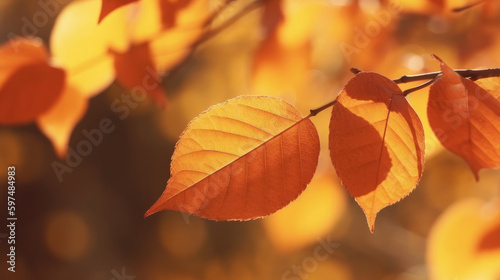 Autumn Leaves Background Illustration AI Generative.