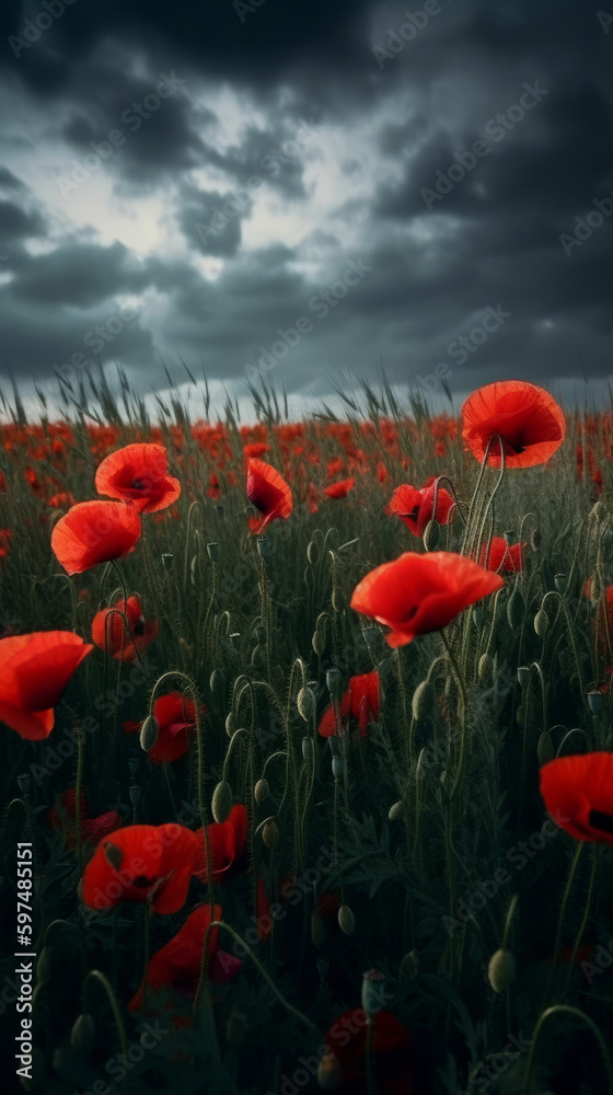 Obraz premium Poppy flower background for Anzac day. Illustration AI Generative
