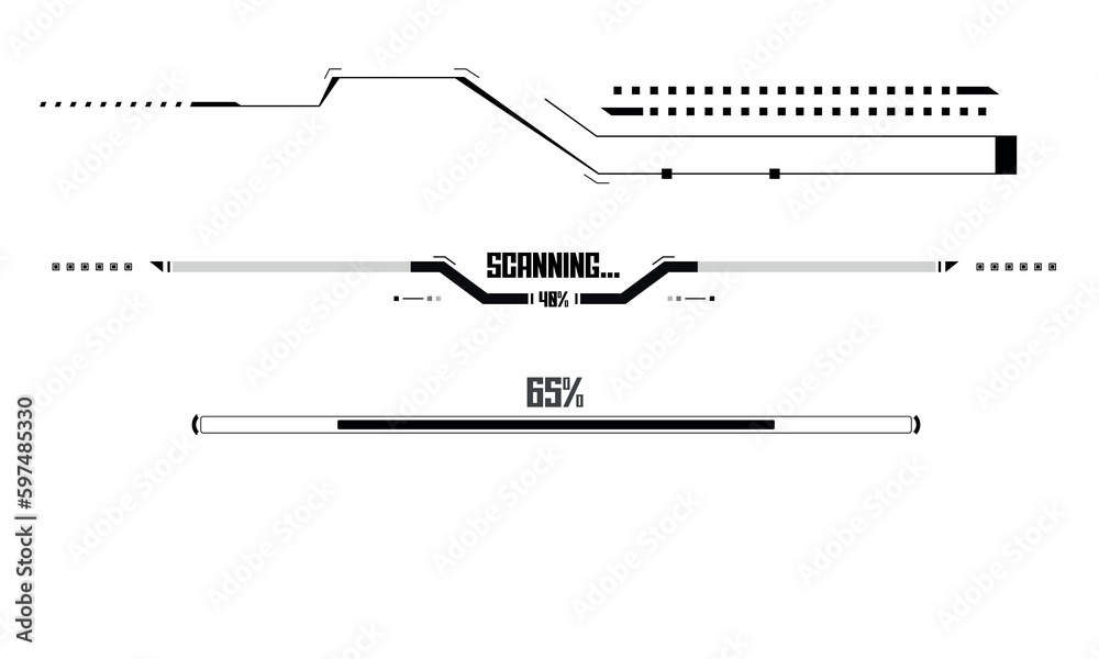 Futuristic scnaning and loading interface asset. Elements for graphic ...