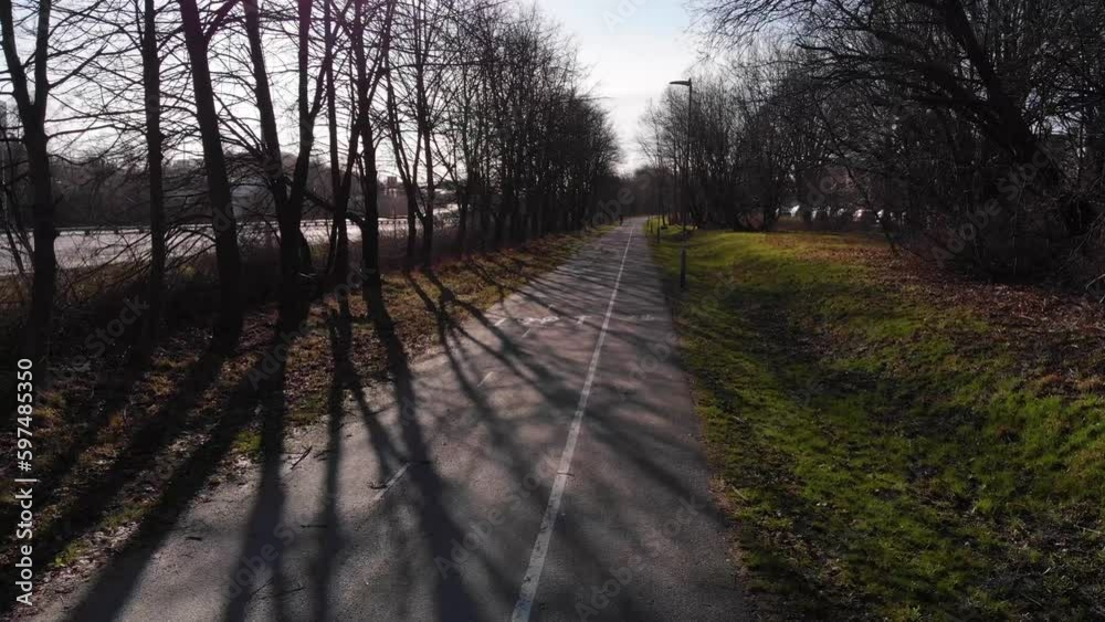 Following a bike path beside a highway Following a bike path beside a highway