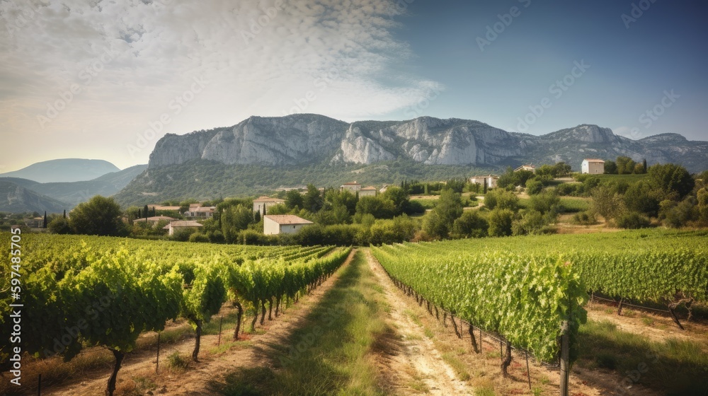 Vineyards in the south of France. Generative AI Vineyards in the south of France. Generative AI