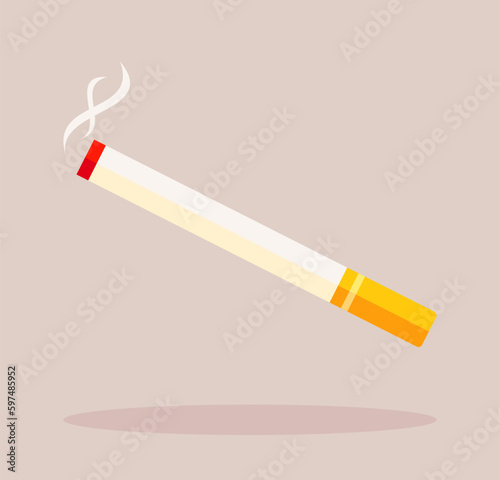 cigarette icon vector illustration. Flat design style. Cigarette simple silhouette. Modern, minimalist icon in stylish colors. Web site page and mobile app design vector element.