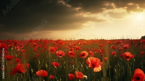 Poppy flower background for Anzac day. Illustration AI Generative