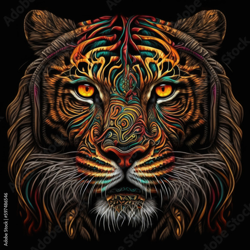 Tiger head design for tattoo or t-shirt