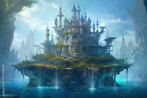 Fantasy water castle painting © Kiss