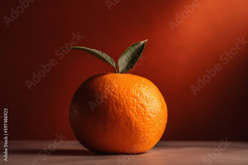 Orange on a dark red studio background