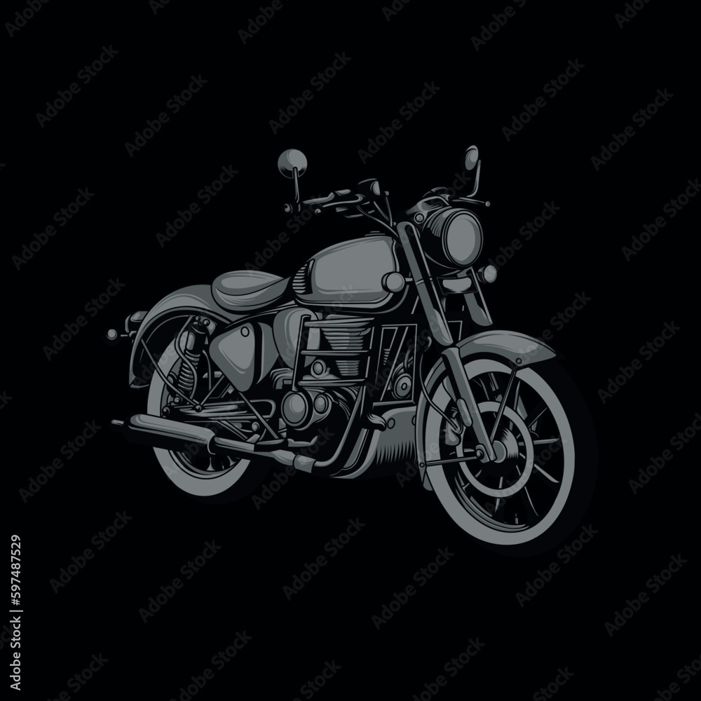 vintage retro motorcycle on black background