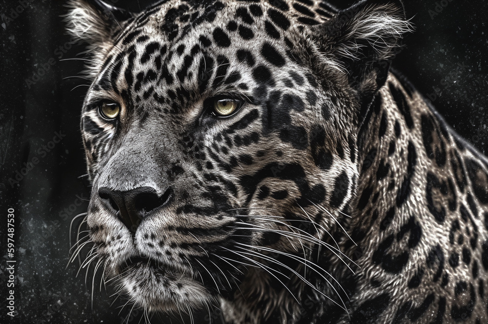 Jaguar portrait with a fierce expression