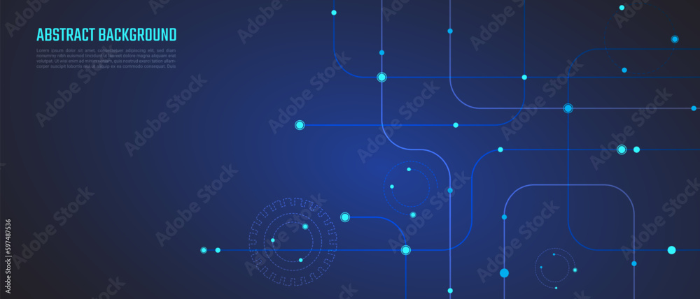 Obraz premium Abstract background and geometric pattern with connecting the dots and lines. Networking concept, internet connection and global communication for banner design or header with blue color