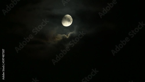 Clouds passing in front of the moon