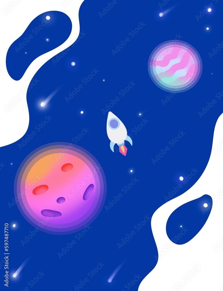 illustration of planets in space

