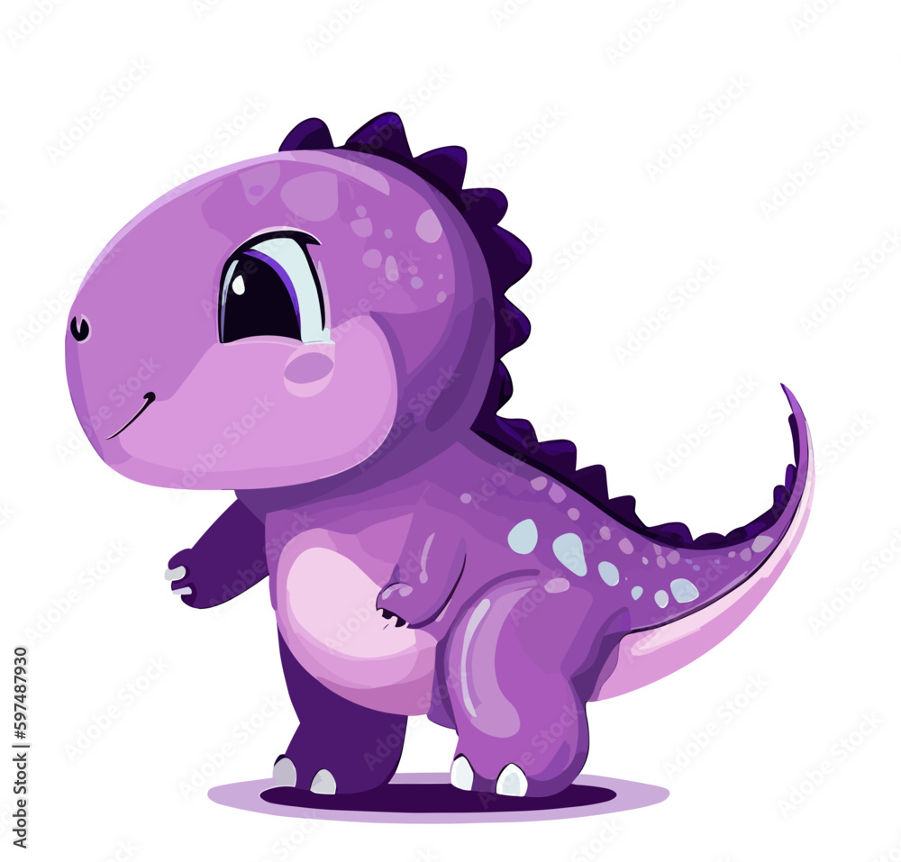 Happy little purple cute dinosaur t-rex vector art Happy little purple cute dinosaur t-rex vector art