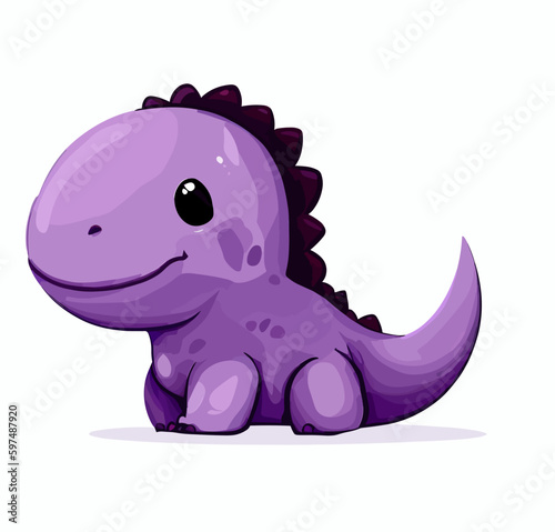 Fototapeta Naklejka Na Ścianę i Meble -  Happy little purple cute dinosaur t-rex vector art