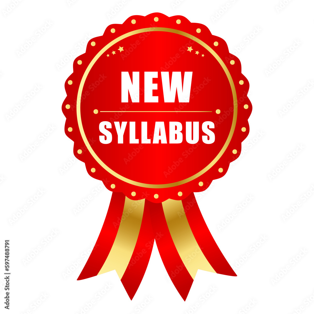 New Syllabus Red and Gold Elegant Badge Emblem Isolated Vector New Syllabus Red and Gold Elegant Badge Emblem Isolated Vector