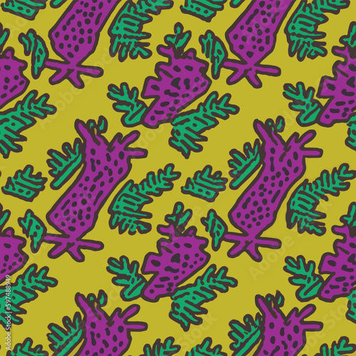 Seamless Colorful Pop Art Pattern. Seamless pattern of botanical abstract shapes in colorful style. Add color to your digital project with our pattern 