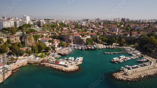 Aerial view of Old Antalya Marina and Kaleici, Antalya, Turkey photo
