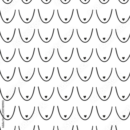 Abstract seamless pattern with hand-drawn shapes in vector. Breast illustration design
