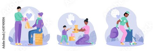 Volunteers performing specific tasks for other people