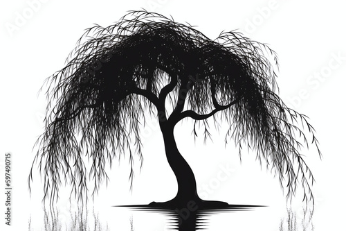 Black willow tree silhouette illustration photo