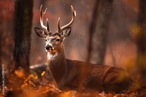 Deer in autumn forest looking serious © Kiss