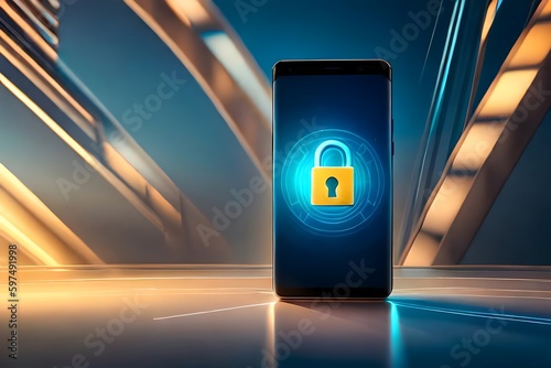 Smartphone with padlock and security concept photo