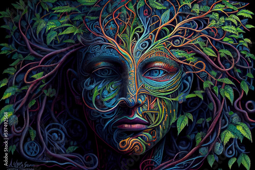 Ayahuasca aloha  Beautiful vine portrait  Concept of psychedelics and hallucinogens DMT imagery.