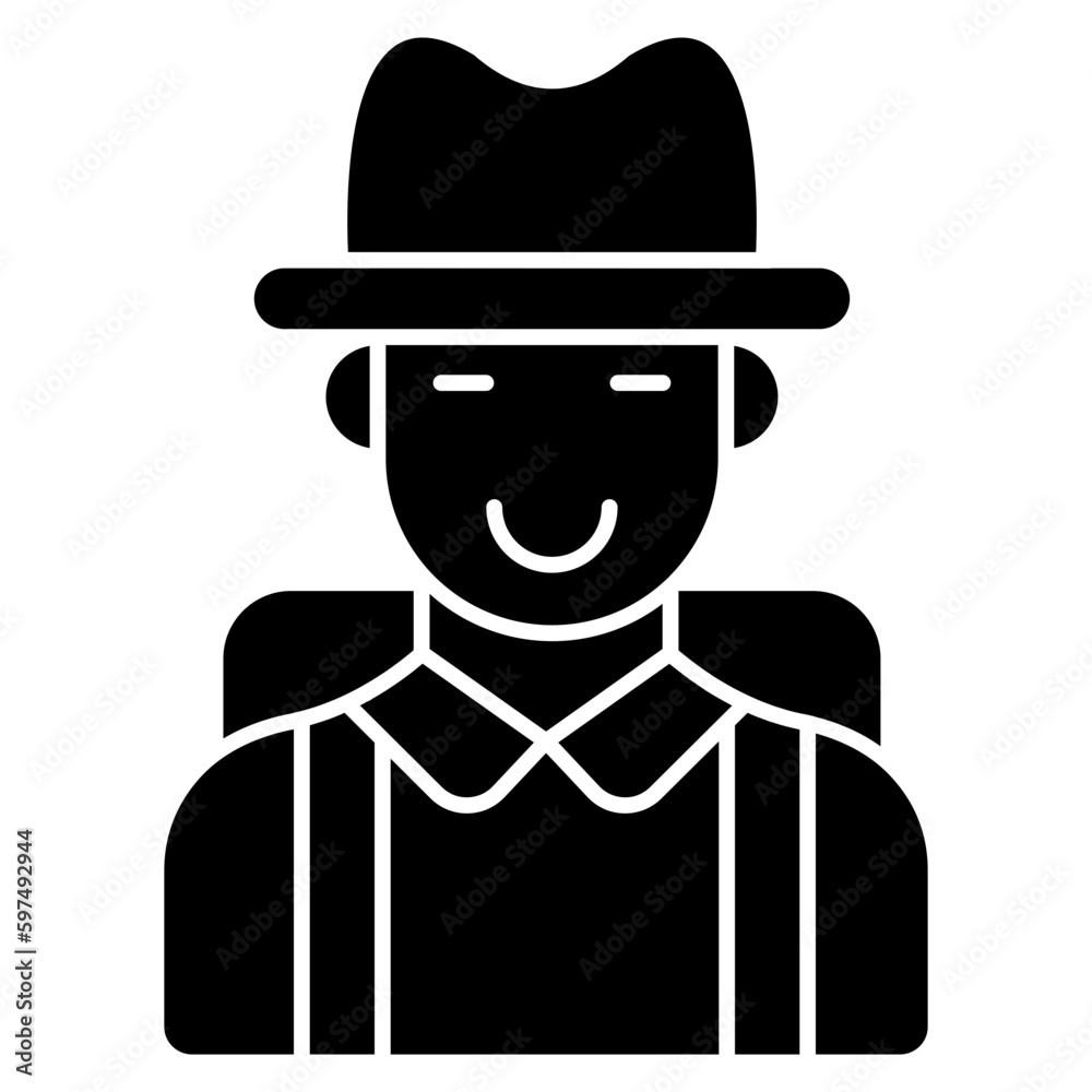 Waiter character, editable vector Waiter character, editable vector