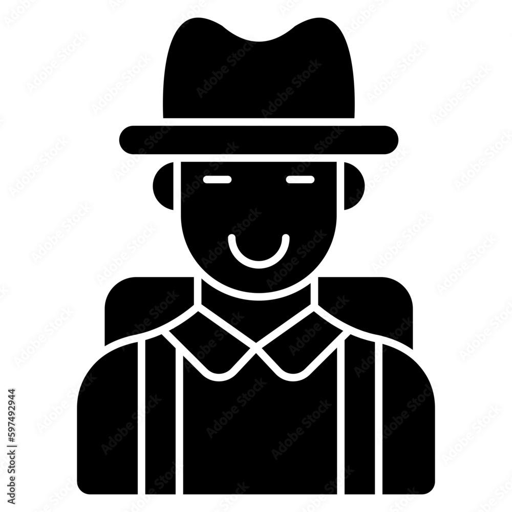 Waiter character, editable vector