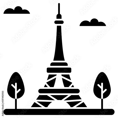 Modern design icon of Eiffel tower 