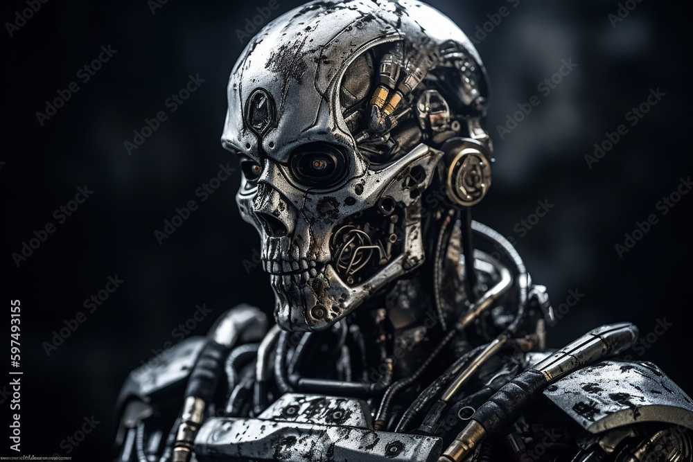 3D rendering of humanoid sci-fi cyborg. 3D rendering of humanoid sci-fi cyborg.